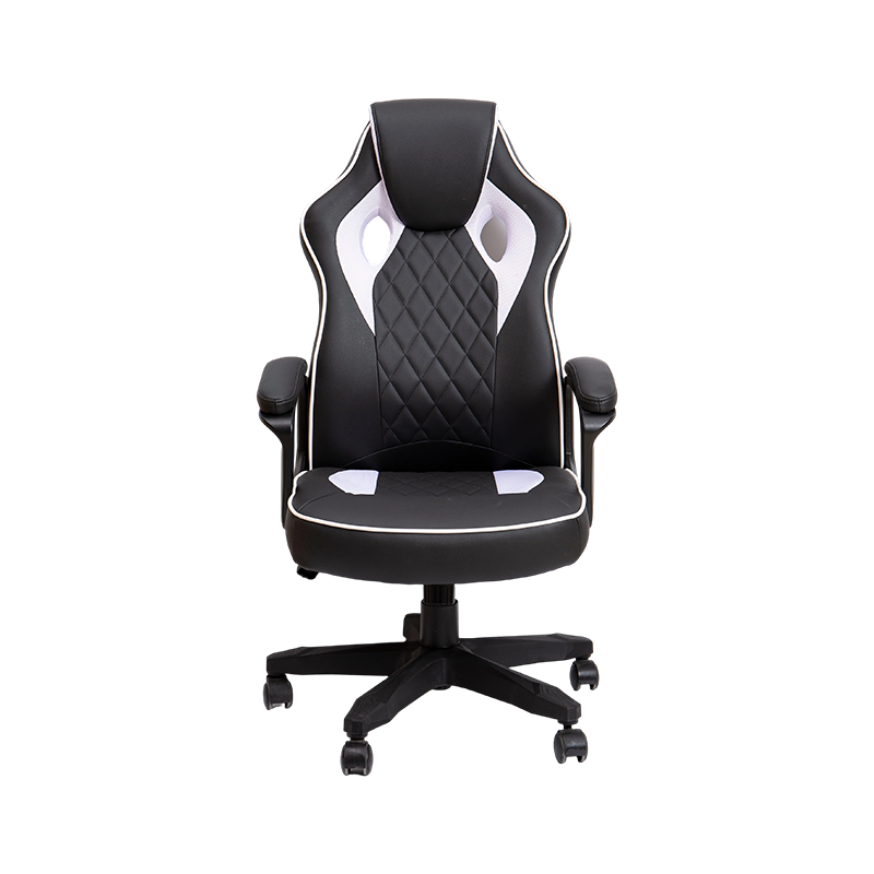 Black and White Comfortable Stabilis Base PU Leather Office Cathedra