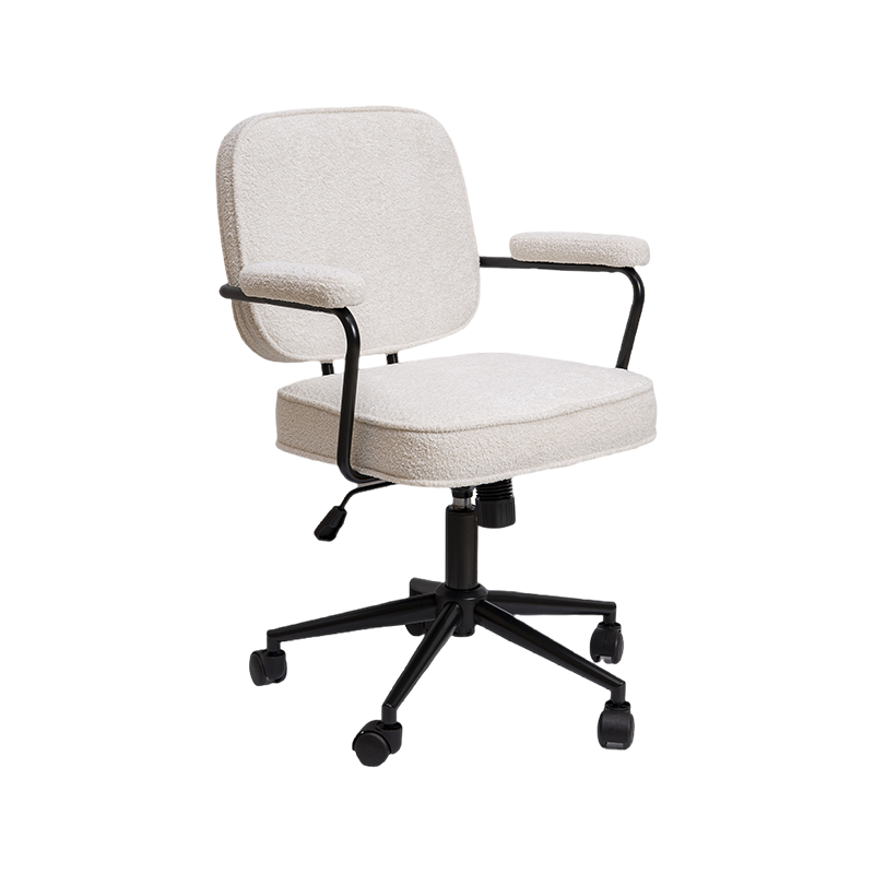 White Fabric Gas Rod Adjustable Simple and Elegant Fabric Office Cathedra